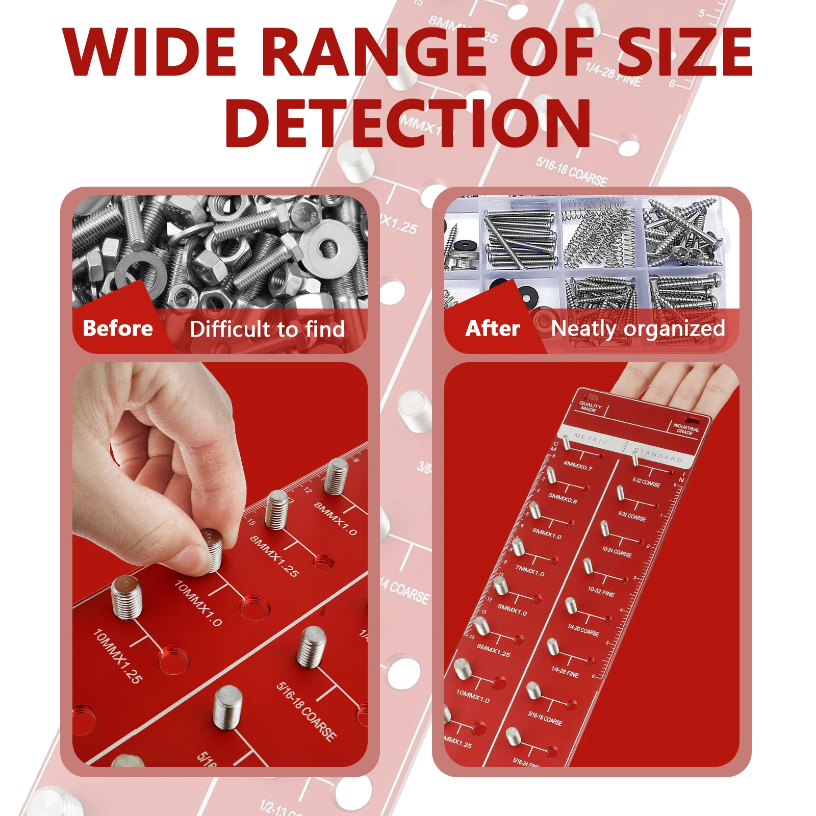 Imagem -03 - Porca e Parafuso Thread Checker Tamanho do Parafuso e Thread Gauge 14 Metric 14 Tamanhos Padrão Identifier Gauge Wall Mountable
