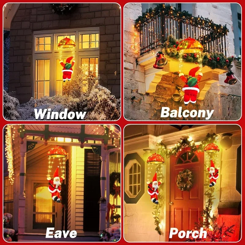 Santa Claus Parachute Light String Indoor LED Christmas Light String Christmas Gift Box Decorative Atmosphere Light