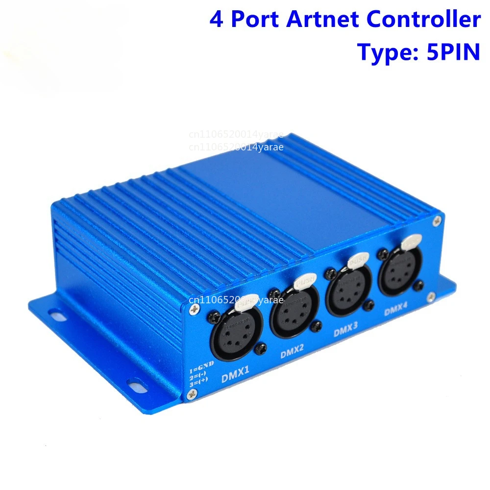 

4-Way Blue Stage Lighting Control Signal Converter Bidirectional Network Port 5-Core DMX Block