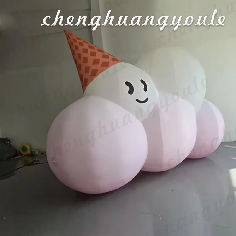

Inflatable Ice cream bee air mold with blower in the outdoor square of the shopping mall display creative decorative props