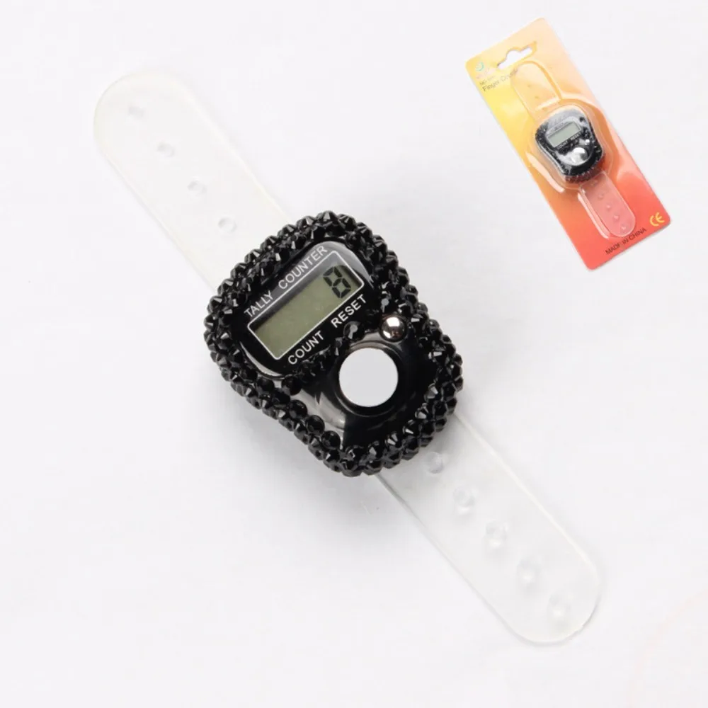 Diamond Decor Ring Counter Adjustable Strap LCD Screen Digital Tally Counter Battery Powered Tally Clicker Workshop Use