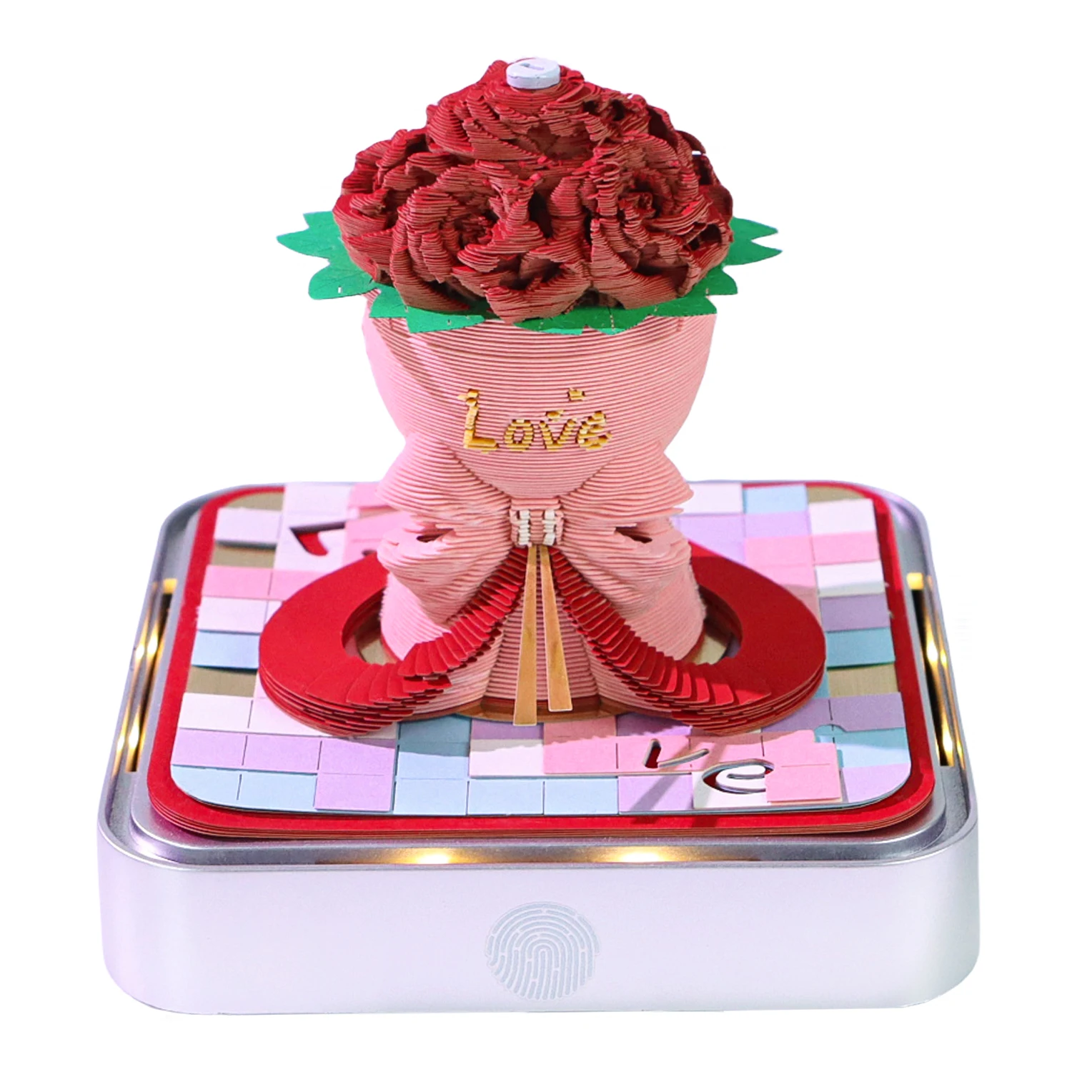 Novel Love Gift Rose 3D Artistic Notepad Memo Gift Desktop Stationery Small Ornaments 3D Paper Carved Non-Sticky Notes Model