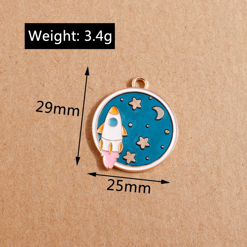 10 Stück Mix Emaille Galaxie Planet Raum Charms für Halsketten Armband Ohrringe Mond Sterne Anhänger DIY Schmuck Herstellung Zubehör – Detail 11