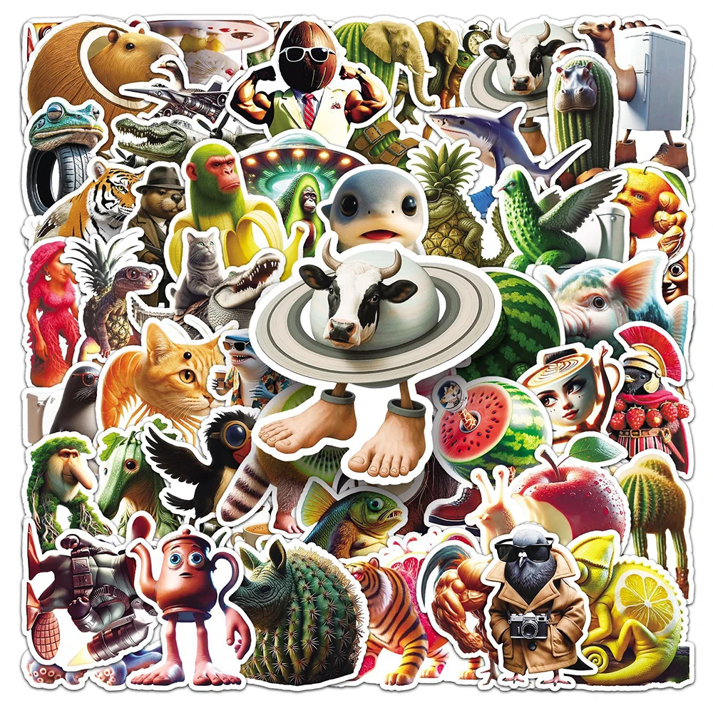 

10/30/50pcs AI Abstract Brainrot Abstract Animal Stickers Funny Tung Tung Sahur Italian Brainrot Decals DIY Scrapbook Laptop