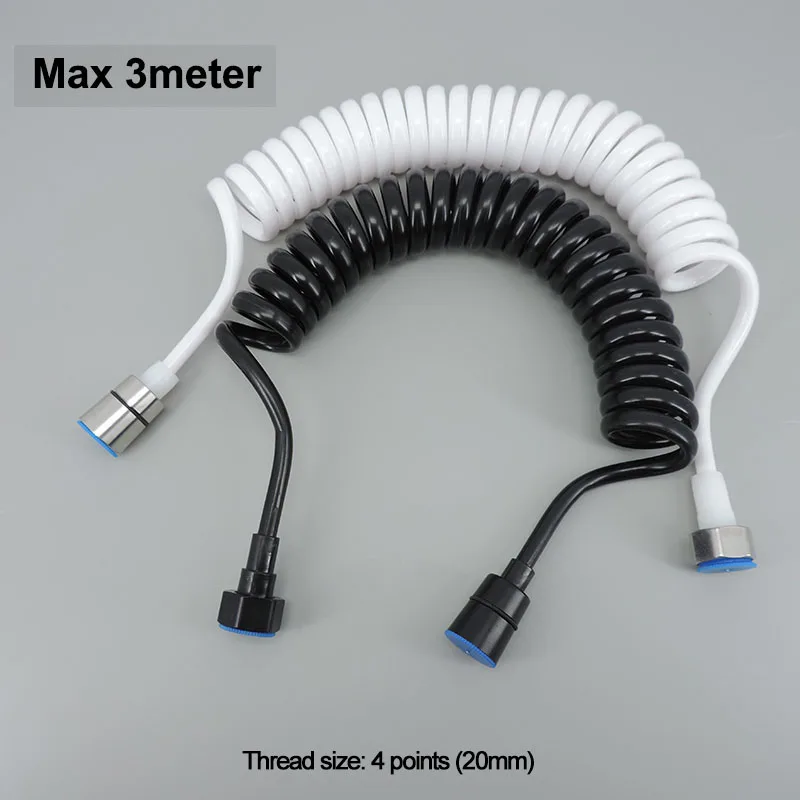 

3M max length Black white soft Flexible Spring Shower Head Telephone water Tube Hose pipe for Toilet Bidet Sprayer Bathroom M20