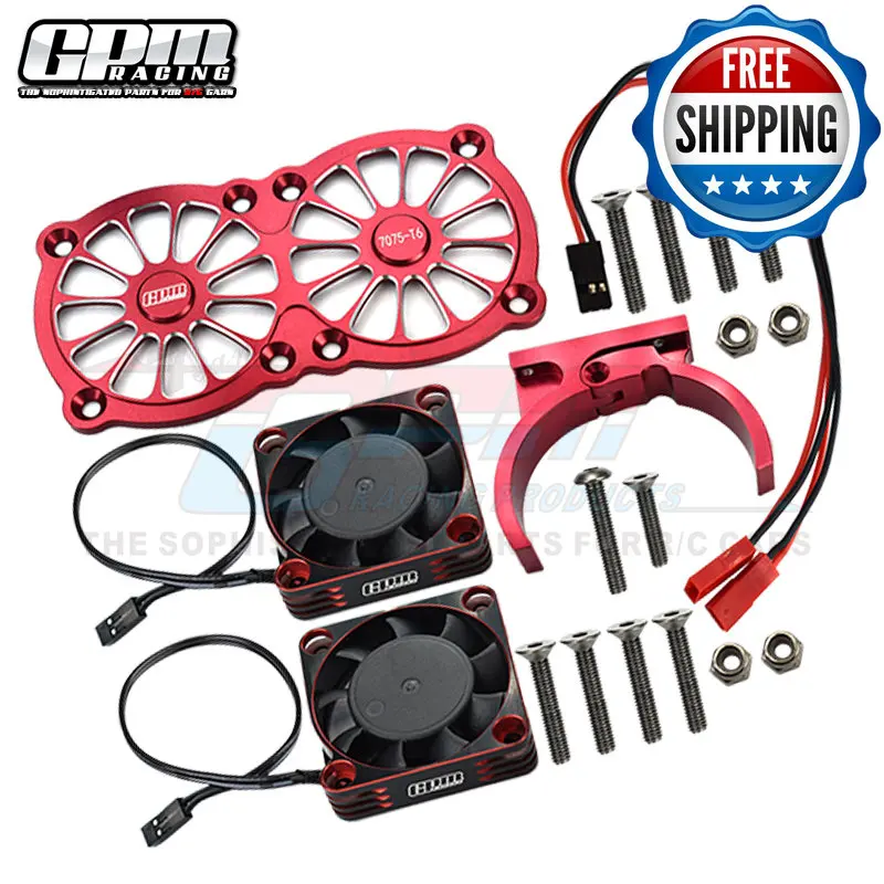 GPM Alloy 7075-T6 مروحة تبريد بإطار معدني مزدوج عالي السرعة لسيارة Traxxas 1/5 X-Maxx 6S/8S Arrma Kraton Outcast RC CAR