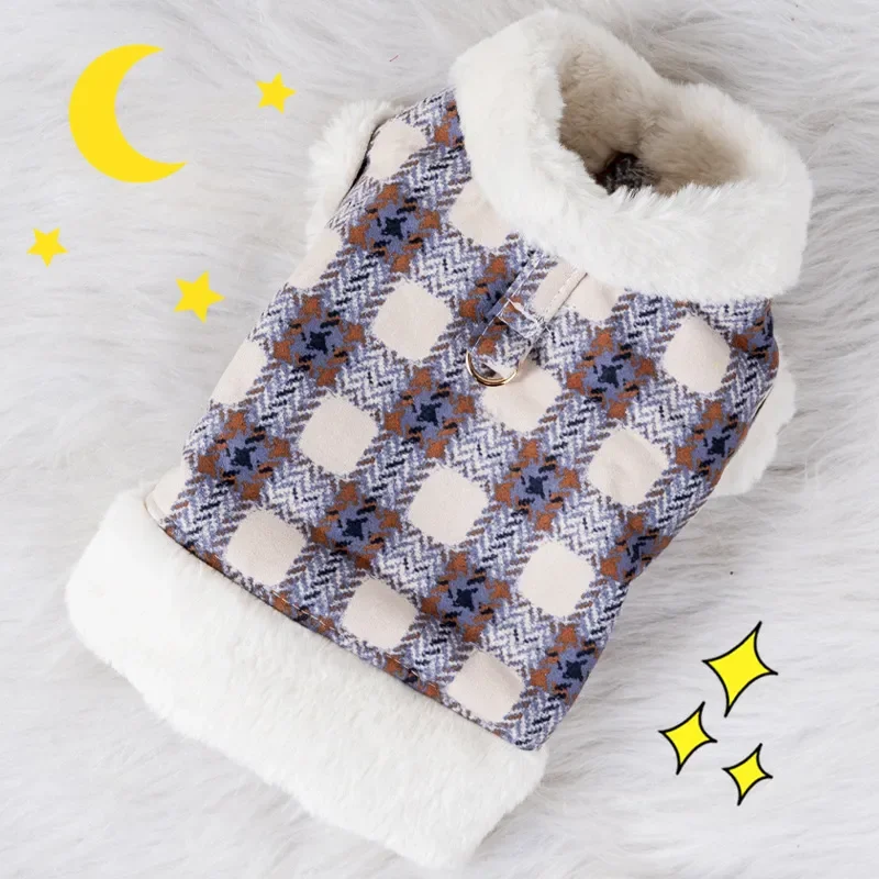 Dog Autumn And Winter Coat Warm Clothing Suede Thickened Plush Can Be Connected To Traction Clothes Teddy Cat Pet Clothing