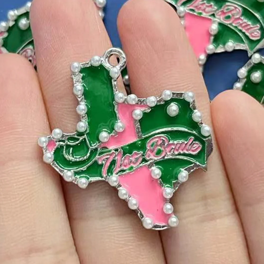 

Greek letter Pink green 71st Boule Inlaid Pearl Women DIY Pendant