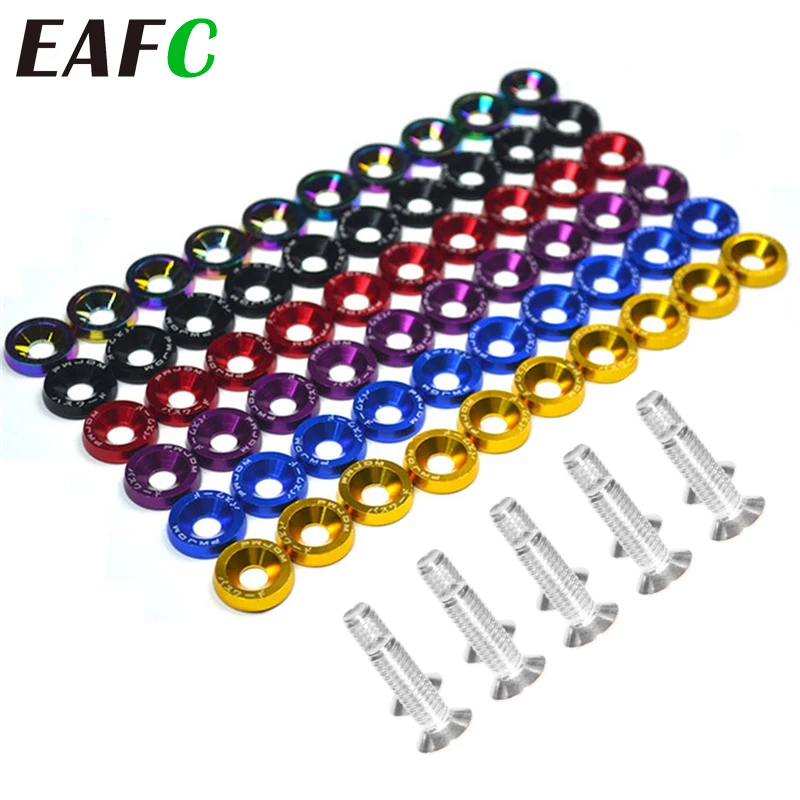 EAFC 10PCS M6x20 Car Styling Universal Modification JDM  Hexagonal Fasteners Fender Washer License Plate Bolts Auto Accessories