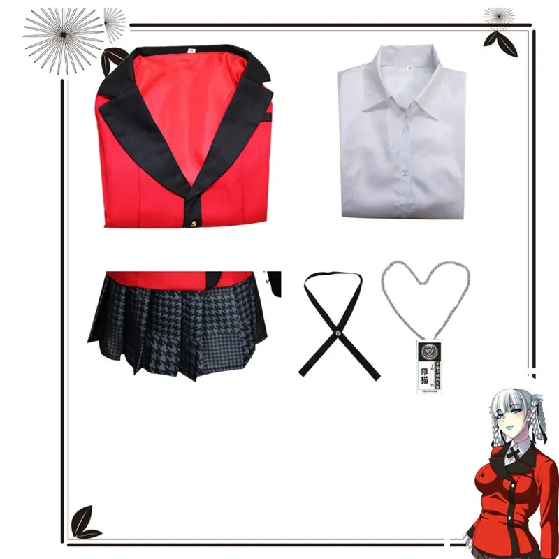 Anime Kakegurui Yumeko Jabami Momobami Kirari Meari Saotome Yumemite Yumemi Cosplay Costume Suits Skirt Halloween Carnival Wig