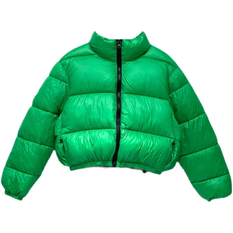 YOZOU Design Winter Green Orange Padded Coats Quilted Zip Up Warm Bomber Jackets Women Oversized Solid Outwear Parka Girls