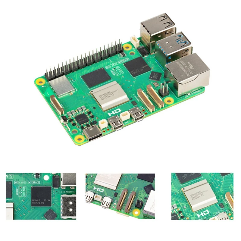 Para Raspberry Pi 5 Placa de desarrollo 8GB + disipador de calor con ventilador + funda BCM2712 2,4 Ghz Videocore VII Pcie 2,0 para Pi 5 enchufe de la UE duradero