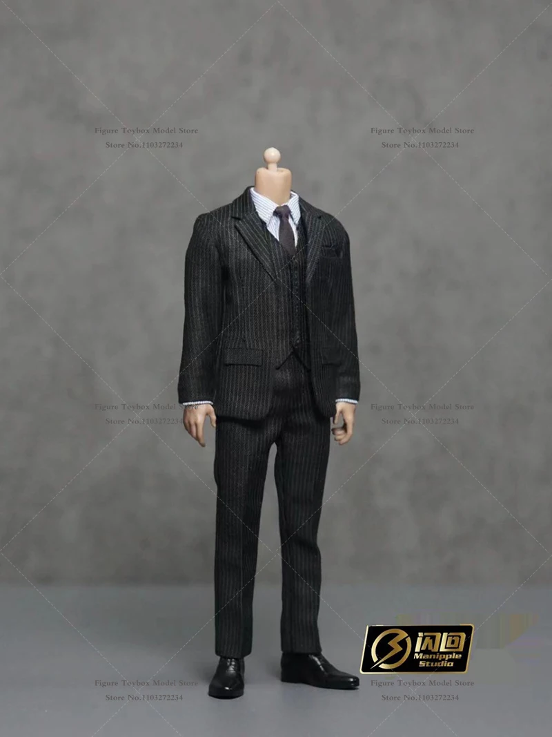 Manipple Studio Original 1/12 Scale Black Suit Cloth Body Set Mr.S Journalist Windbreaker Set For 6