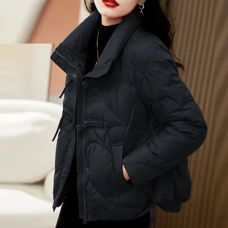 Women\'s Jacket Quilted Padded Short Duck Down Red Thick Padding Cropped White Female Coats Fashion 2024 Modern New in & Harajuku