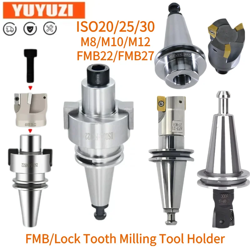 ISO20 ISO25/30 FMB22 FMB27 Tool Holder M8 M10 Anti-vibration Lock Tooth Handle Engraving Machine Face Milling Cutter Tool Holder