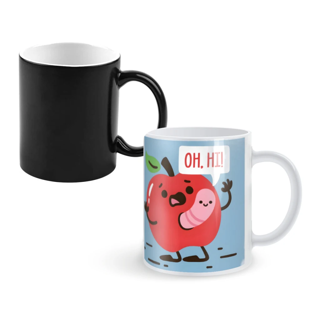 

Apple and WormCoffee Mugs And Mug Creative Color Change Tea Cup Ceramic Milk Cups Novelty Gifts