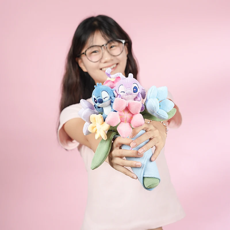 Potdemiel Ufficiale Disney Stitch Nick Peluche Bambola Bouquet Insegnante/San Valentino Stagione di Laurea Palmare Decorazione Fiore Regalo