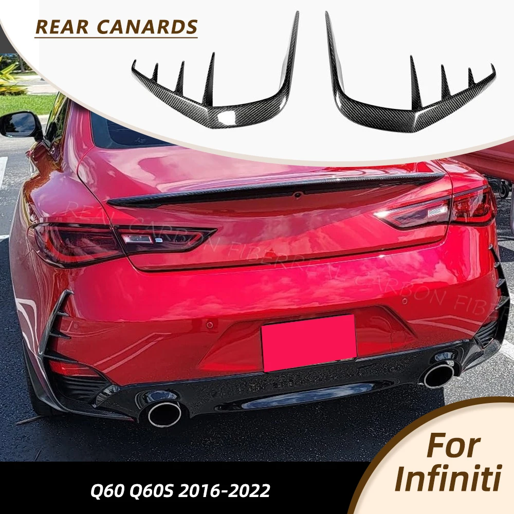 Car Rear Canard Fins for Infiniti Q60 Q60S 2016-2022 Rear Bumper Side Vent Trim Canards Factory Outlet Body Kits Carbon Fiber