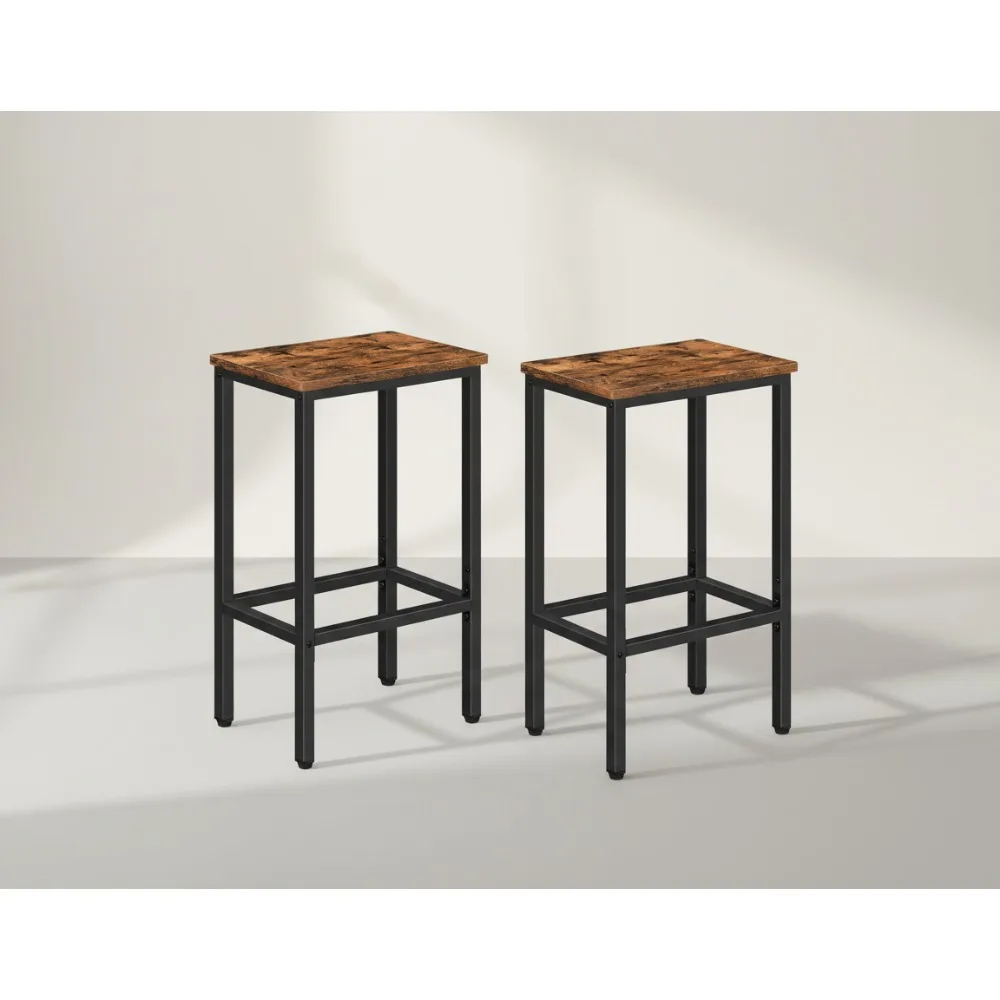 

Набор из 2 промышленных барных стульев с подставкой для ног, коричневые кухонные обеденные стулья в деревенском стиле, высота 25,8 дюйма