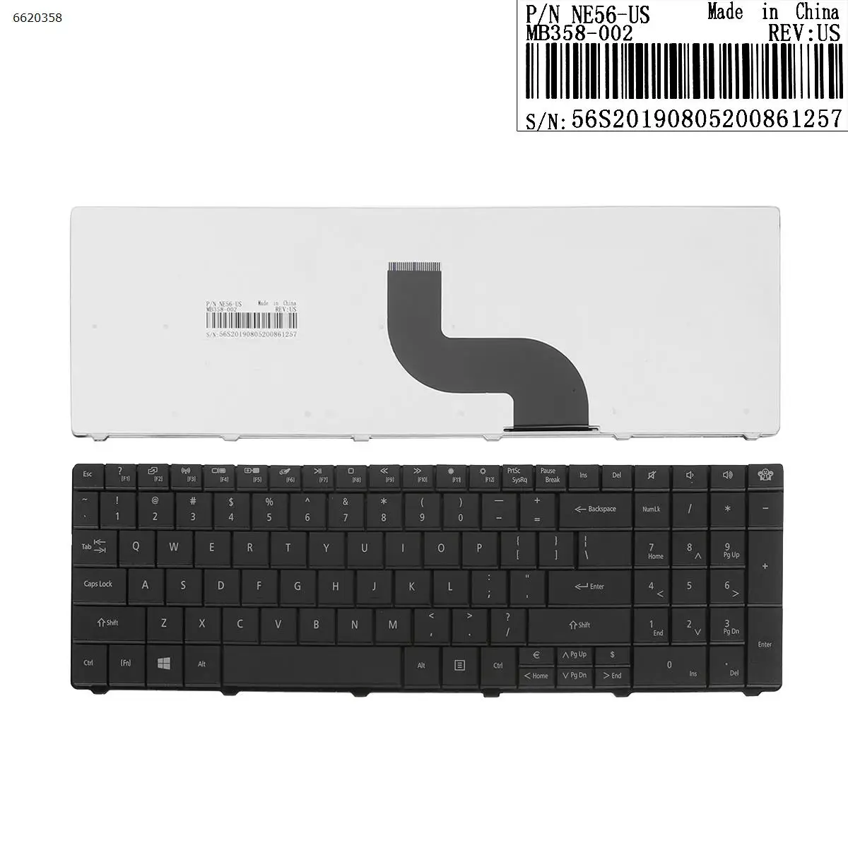 

US Laptop Keyboard for Gateway NE56 NE56R13u NE56R34u NE51B P5WS6 Black