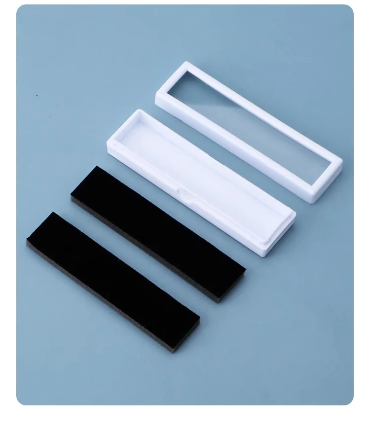 Wholesale Gem Stone Display Sponge Holder Box Jewelry Beads Container Loosing Diamond Storage Case Long Gems Box With Glass Lid