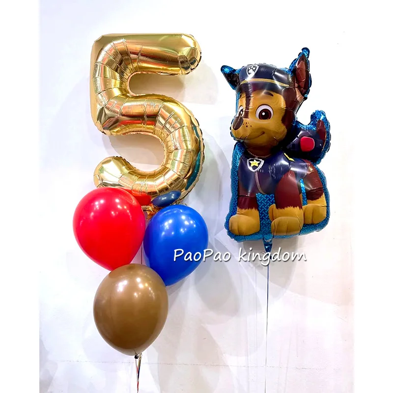 Cartoon Paw Patrol Aluminiumfolien-Ballons Set mit Zahlen für Kindergeburtstag, Babyparty-Dekorationen und Geschenke