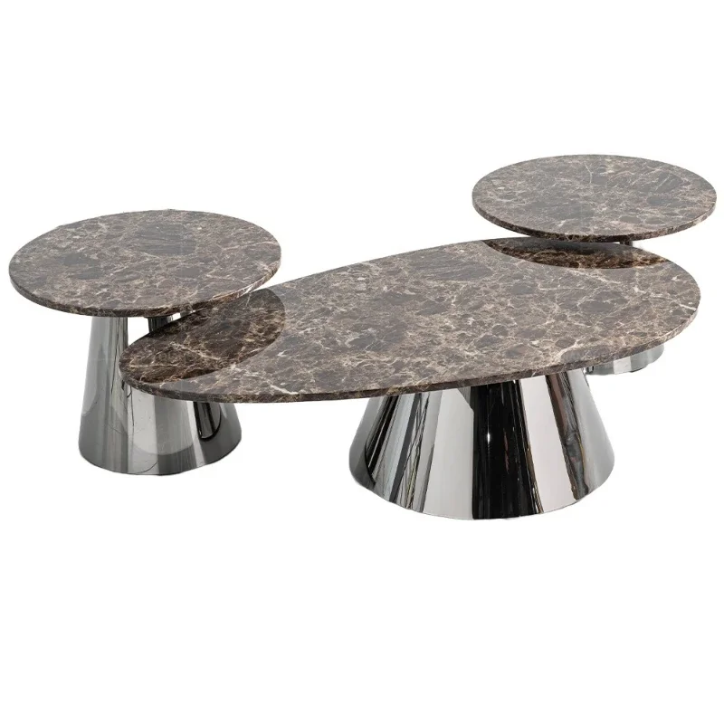 

Italian light luxury marble coffee table household living room high-end special-shaped coffee table combination high