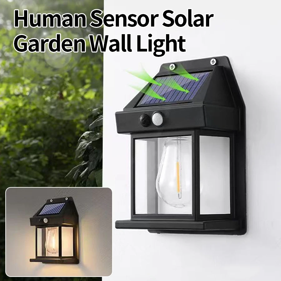 

Outdoor Solar Wall Lamp Tungsten Light Waterproof Wireless Motion Sensor Solar Lamp 3 Modes Courtyard Garden Decoration Lamp