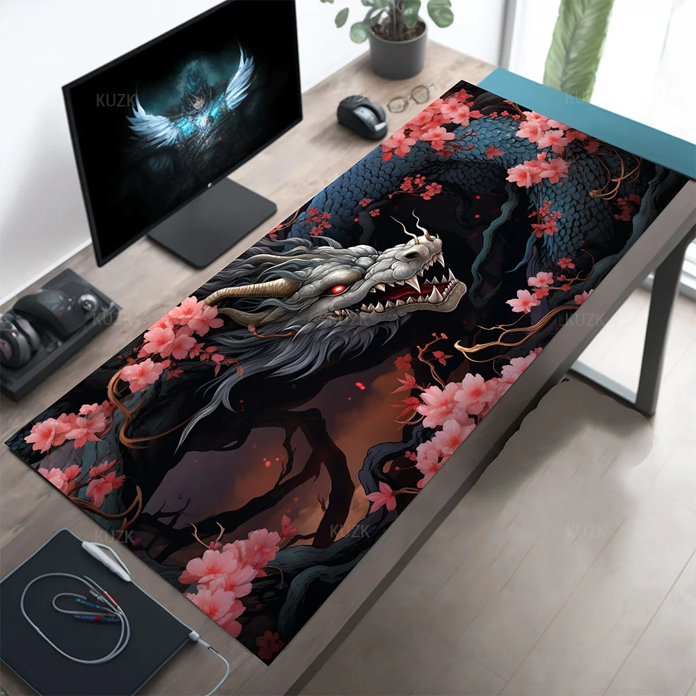 Sakura Dragon Gaming Mousepad ,Chinese Dragon Desk Mat, XXL Gaming Mouse Pad, Non-Slip Rubber Keyboard Mat,Computer Accessories