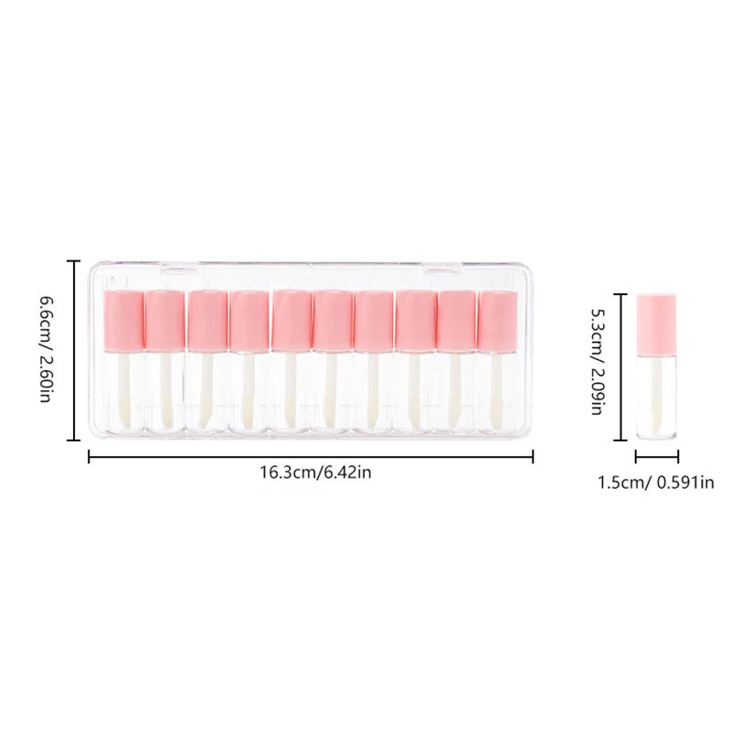 Vazio Transparente Plástico Lip Gloss Tubo Garrafas recarregáveis, Lip Glaze Tube, DIY Lipstick Bottle, Recipiente de Amostra Cosmética, 10Pcs