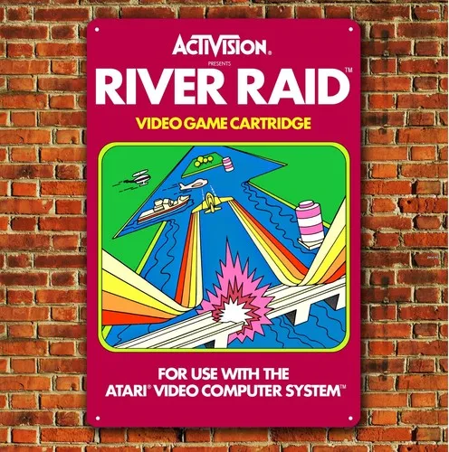 Pôster Metálico do Jogo de Vídeo Retrô River Raid