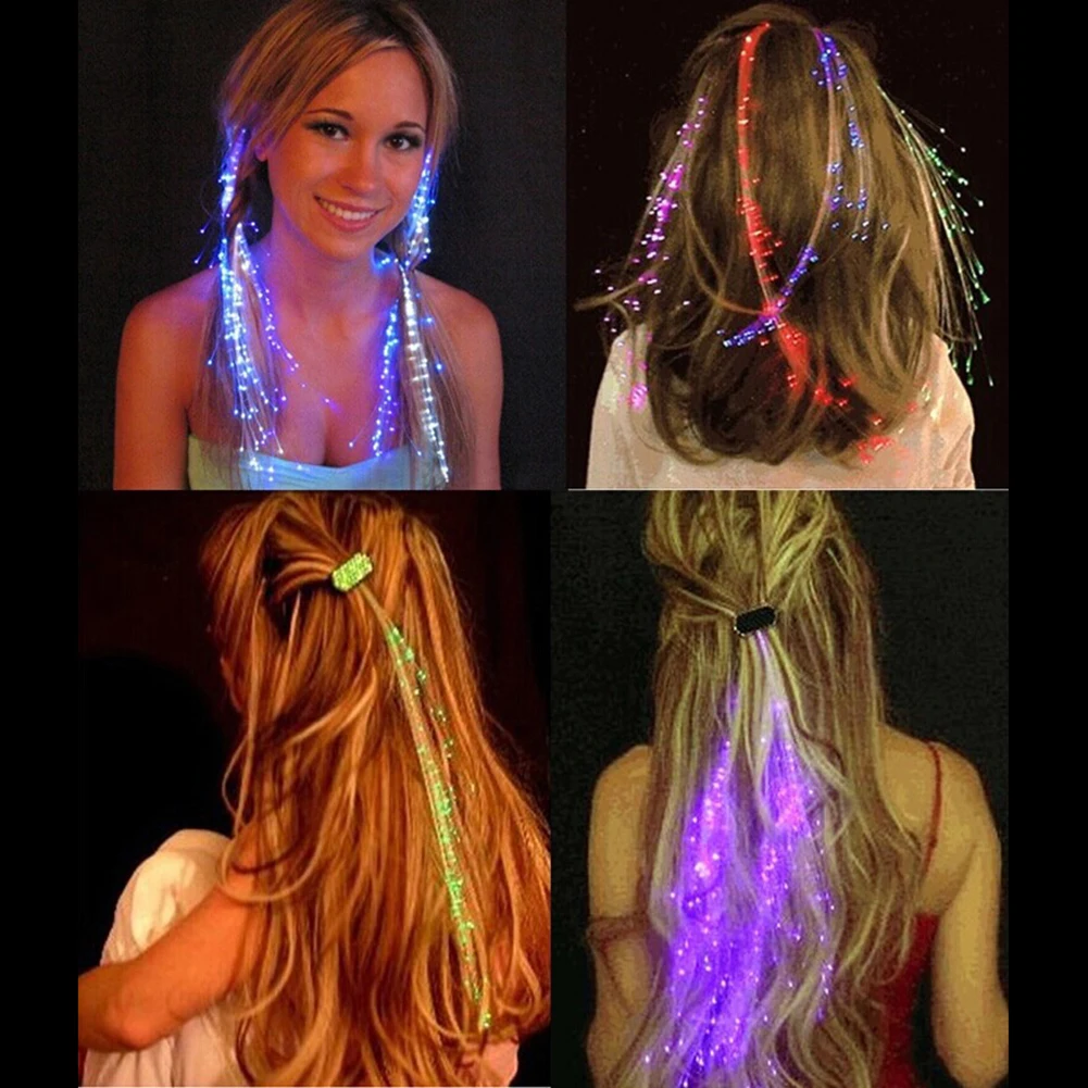 LED Glowing Flash Wigs Hair Braided Clip Hairpin Luminous Dance Hairpin Clip Halloween Party Bar Christmas Decoration