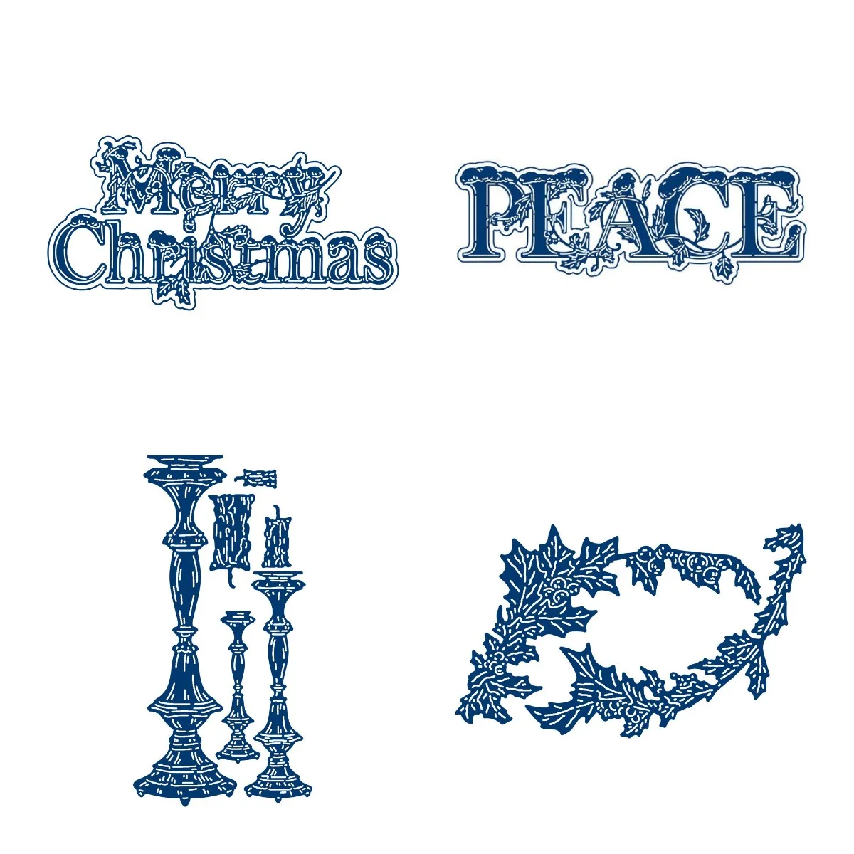 

Christmas Holly Branch Die Set Words Metal Cutting Dies DIY Scrapbook Diary Decoration Embossing Stencils Templates