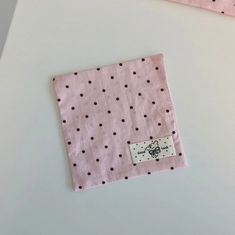 Quilted Polka Dot Coaster Cotton Heat Insulation Tableware Mat Cute Style Pink Brown Dining Placemat
