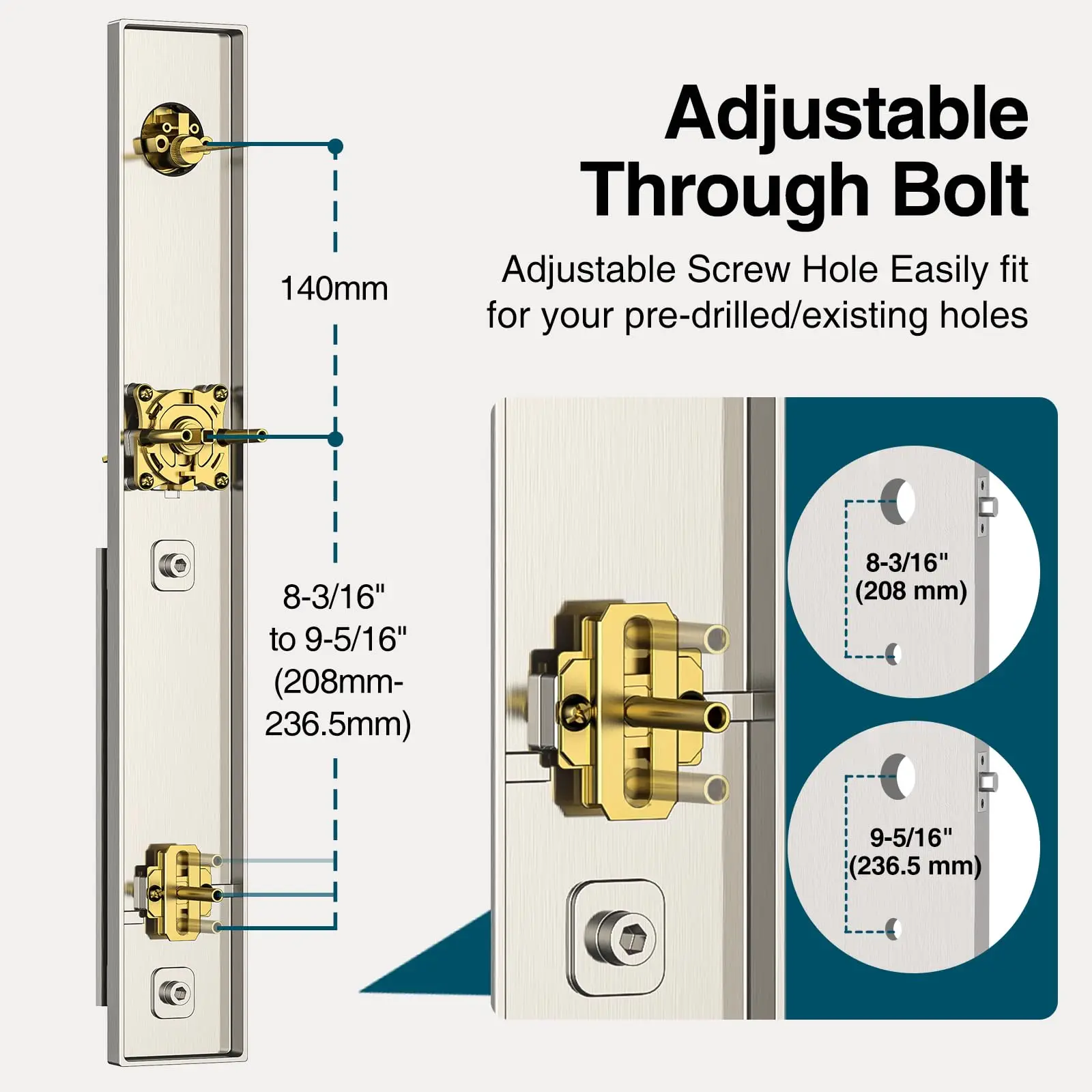 Brightify Front Door Lock Set Safety Full Escutcheon Deadbolt Lever Satin Nickel Handle Heavy Duty Locking Gear with 3 Keys