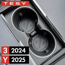 For Tesla Model Y Juniper 2025 Launch Model 3 highland 2024 Water Cup Mat Coasters Slots Non-Slip Waterproof Drink Pad Silicone