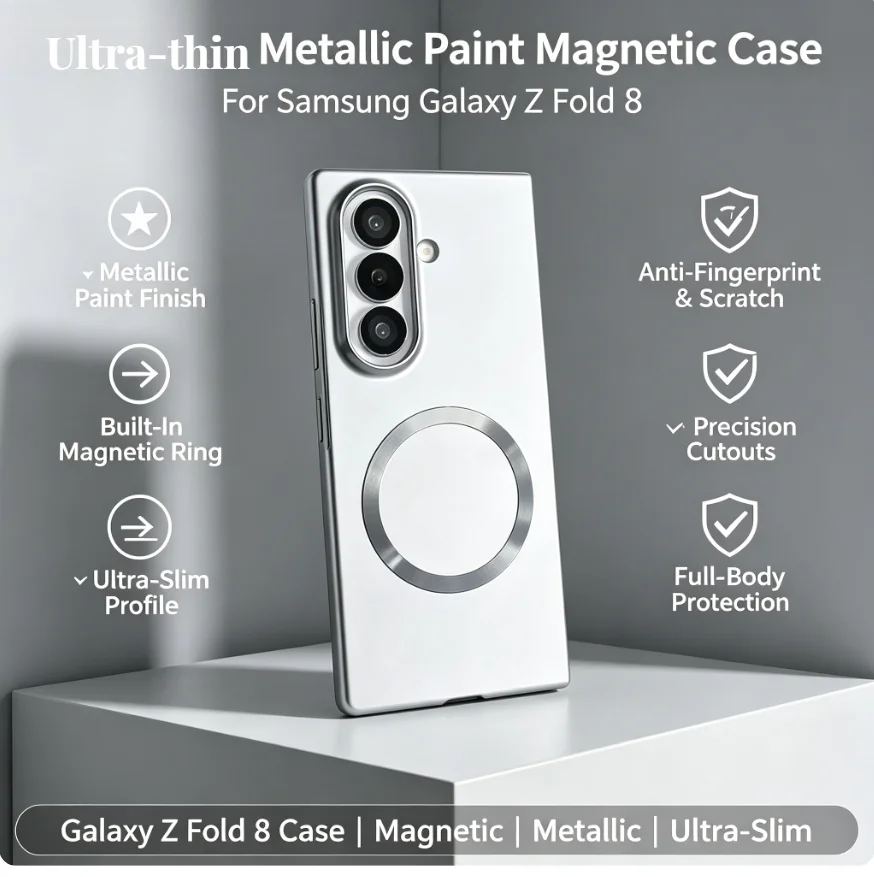 Luxuriöse Metall-Lackierte Magnetische Glänzende Hülle für Samsung Z Fold 8 Ultra 7 6 5 4 8 2026 mit MagSafe Objektivschutz und Fallschutz