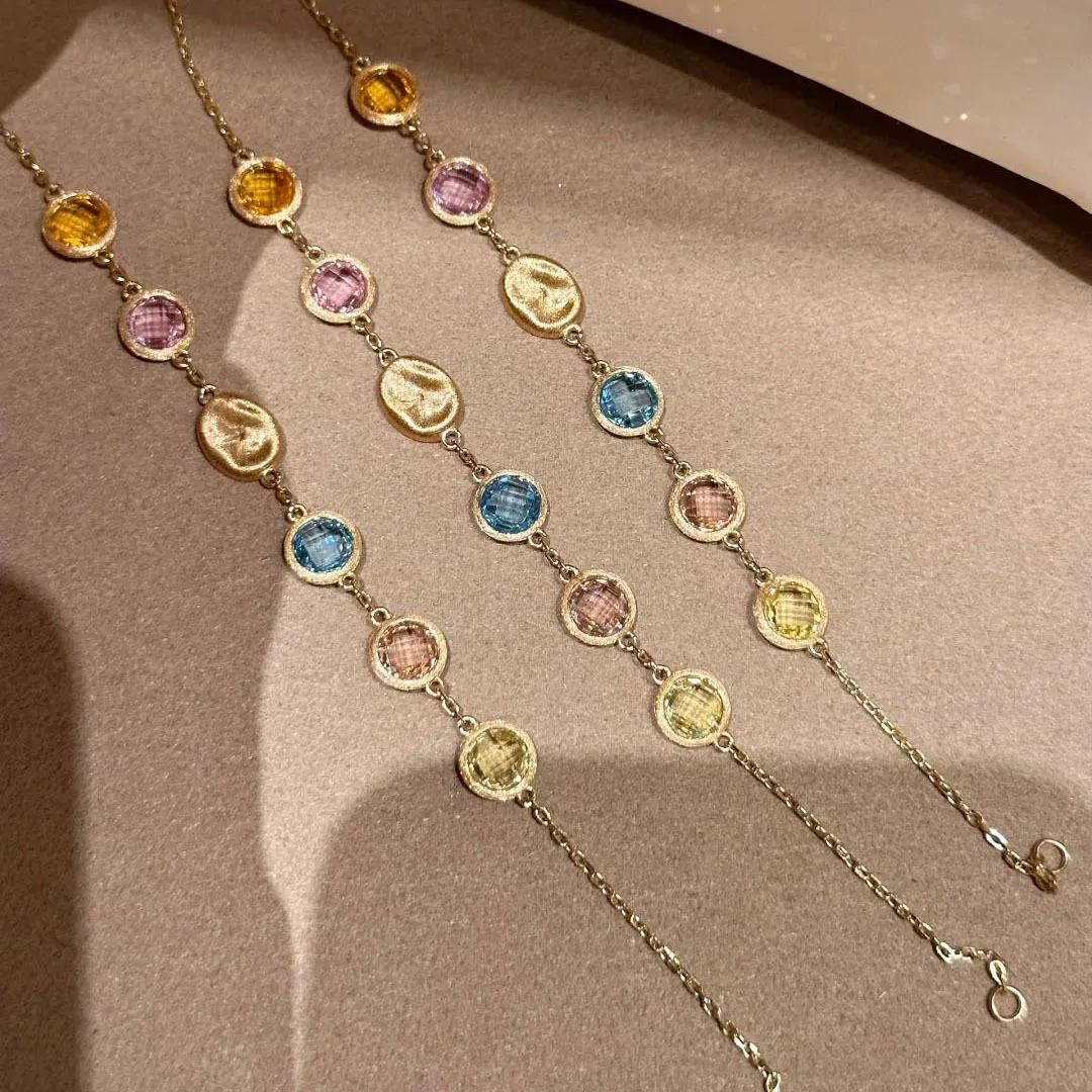 

Vintage high-end color circular crystal bracelets for women light luxury high-end fashion exquisite chain bracelet jewelry gift