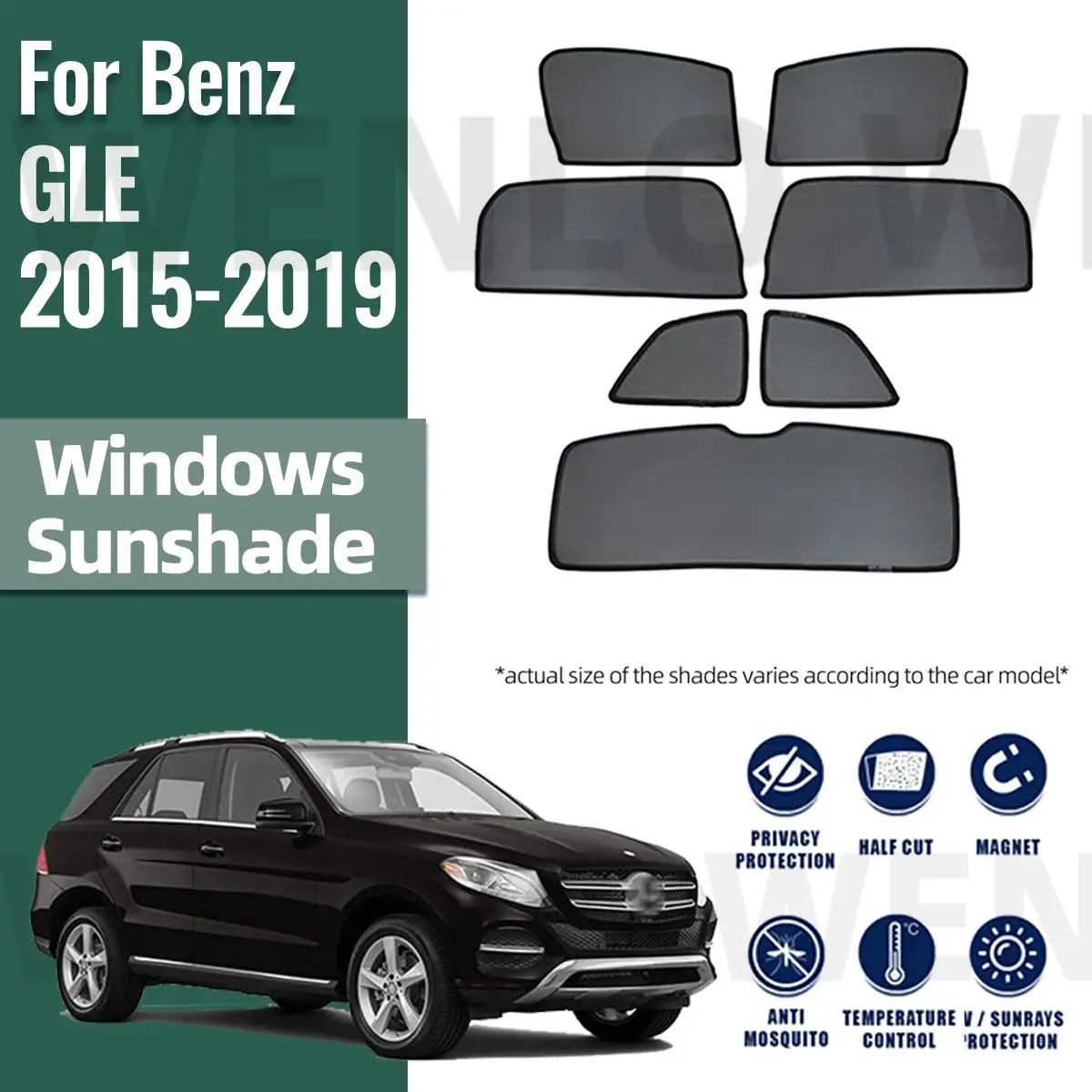 

For Mercedes Benz GLE W166 2015-2019 Car Sunshade Shield Front Windshield Curtain Summer Rear Side Baby Window Sun Shade