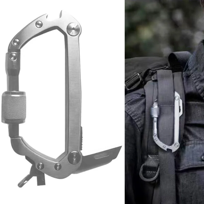 

Tactical Carabiner Multifunction EDC Tool Mountaineering Buckle Bottle Opener Key Buckle Pry Bar Wrench Outdoor Emergency Tools