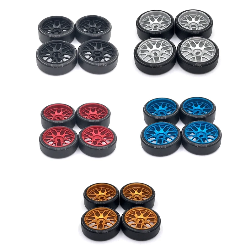 4Pcs Metal Wheel Rim Hard Plastic Drift Tire Tyres For Wltoys 284131 K969 K989 P929 Mini-Z 1/28 RC Car Upgrades Parts