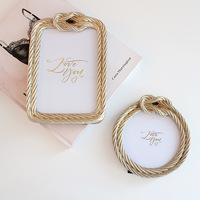 2023Hot European 6 inch hemp rope resin picture frame table round 4 inch home crafts tabletop decoration