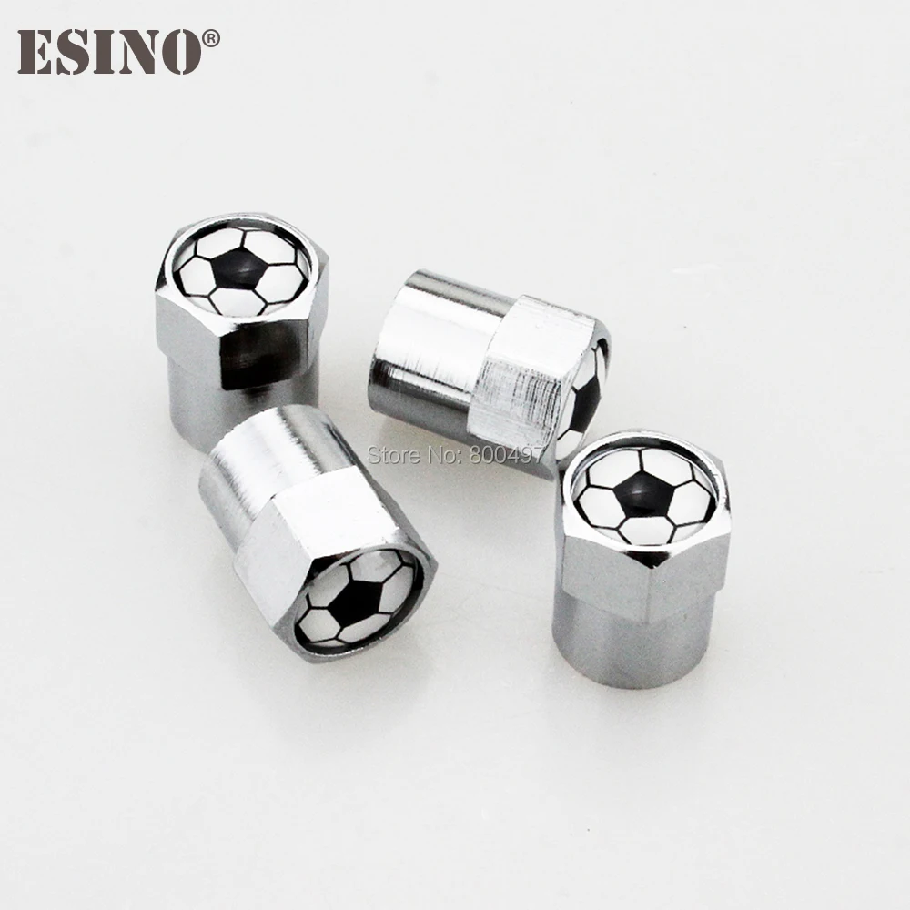 4 x Car Styling Cool Fashion Stainless Zinc Alloy Football Car Tire Valve Caps Wheel Tires Tyre Stem Air Cap Airtight Covers