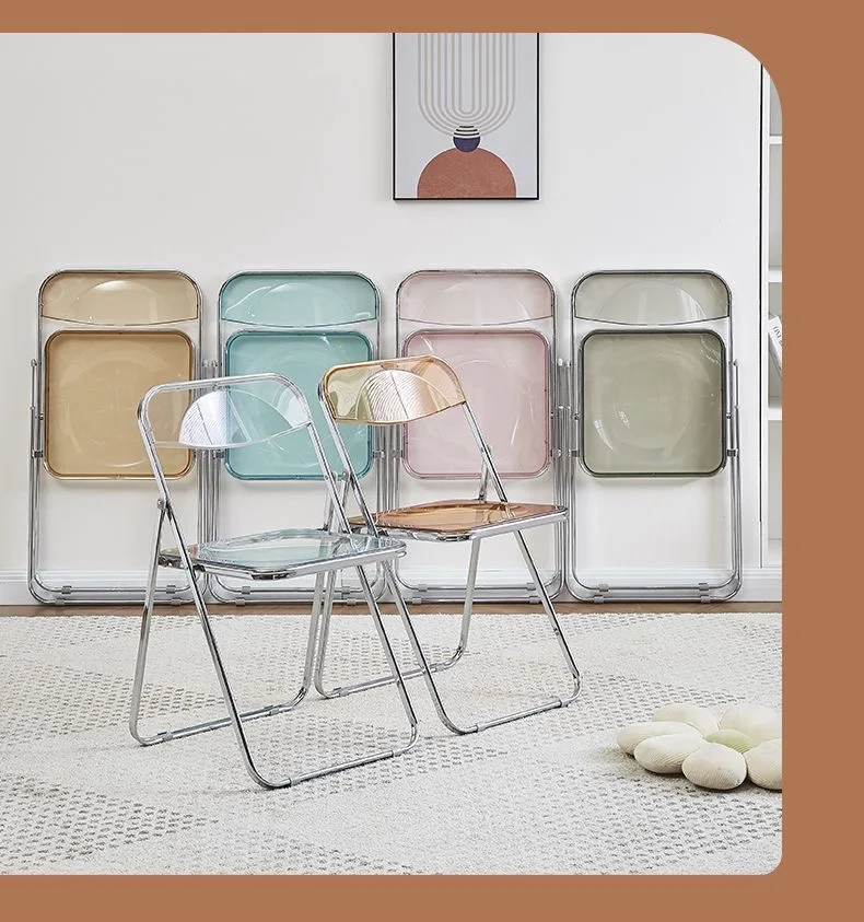 Modern Simple Acrylic Transparent Folding Chair Portable Dining Leisure Chair for Home Living Room Balcony