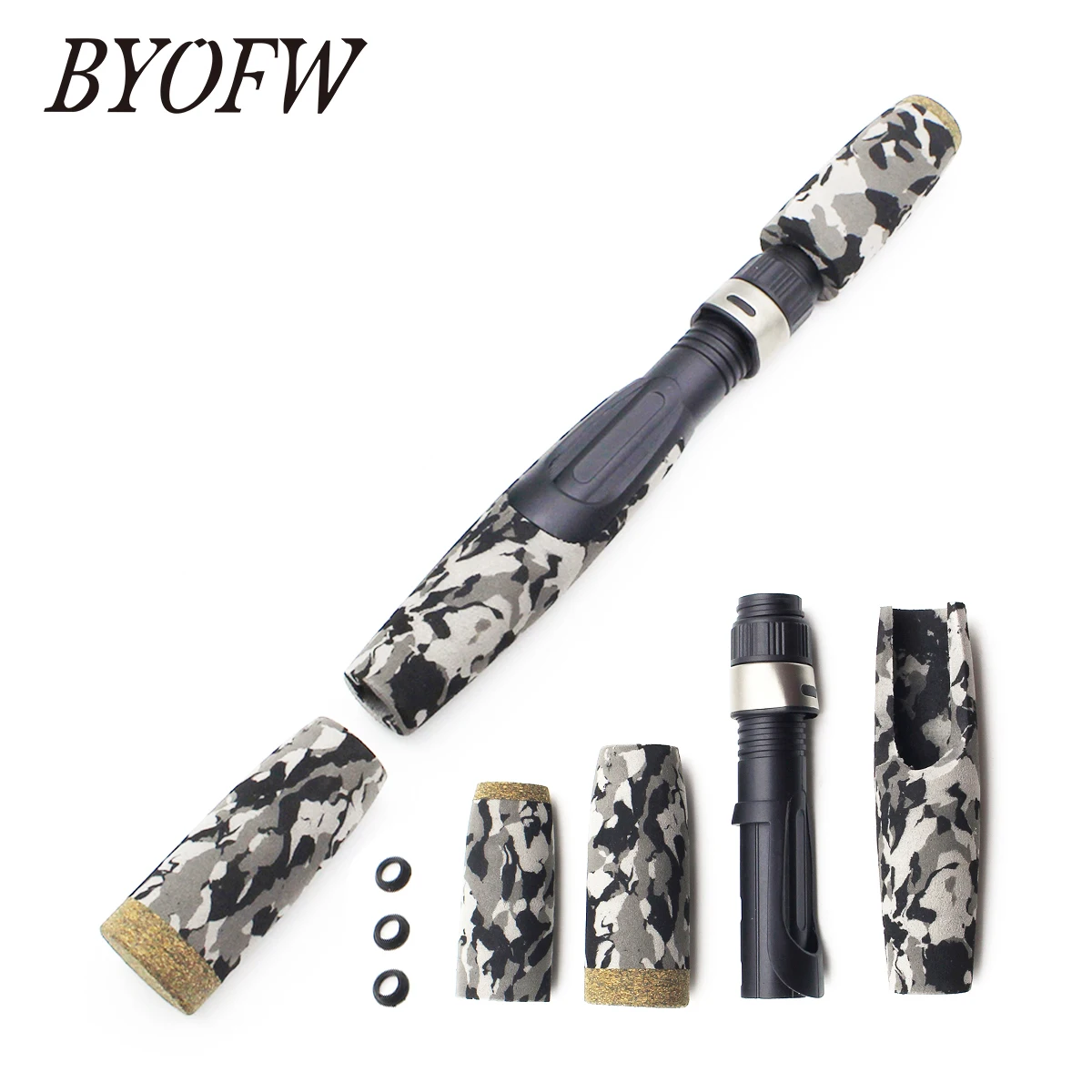 

BYOFW 1 Set Gray EVA Foam Spinning Fishing Rod Handle Split Grip With Reel Seat Repair CAMO Pole Building DIY Replacement Refit