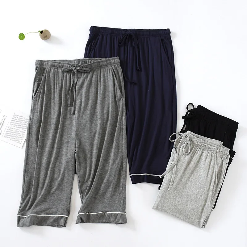 

Men's Modal Cropped Pajama Pants Summer Large Size Stretch Home Pants Thin Loose Sports Pants Air Conditioning Lounge Wear