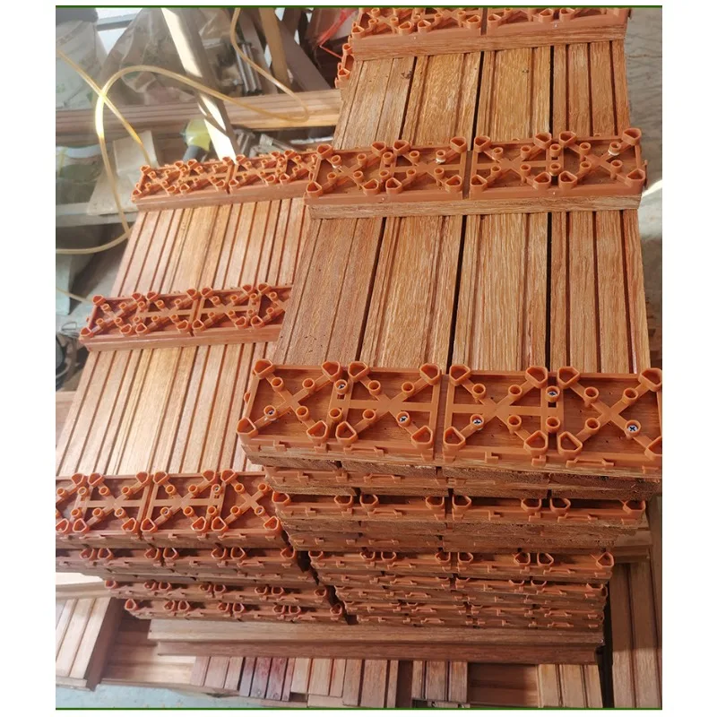 Overhead antiseptic wood balcony solid wood floor, outdoor courtyard keel board raised