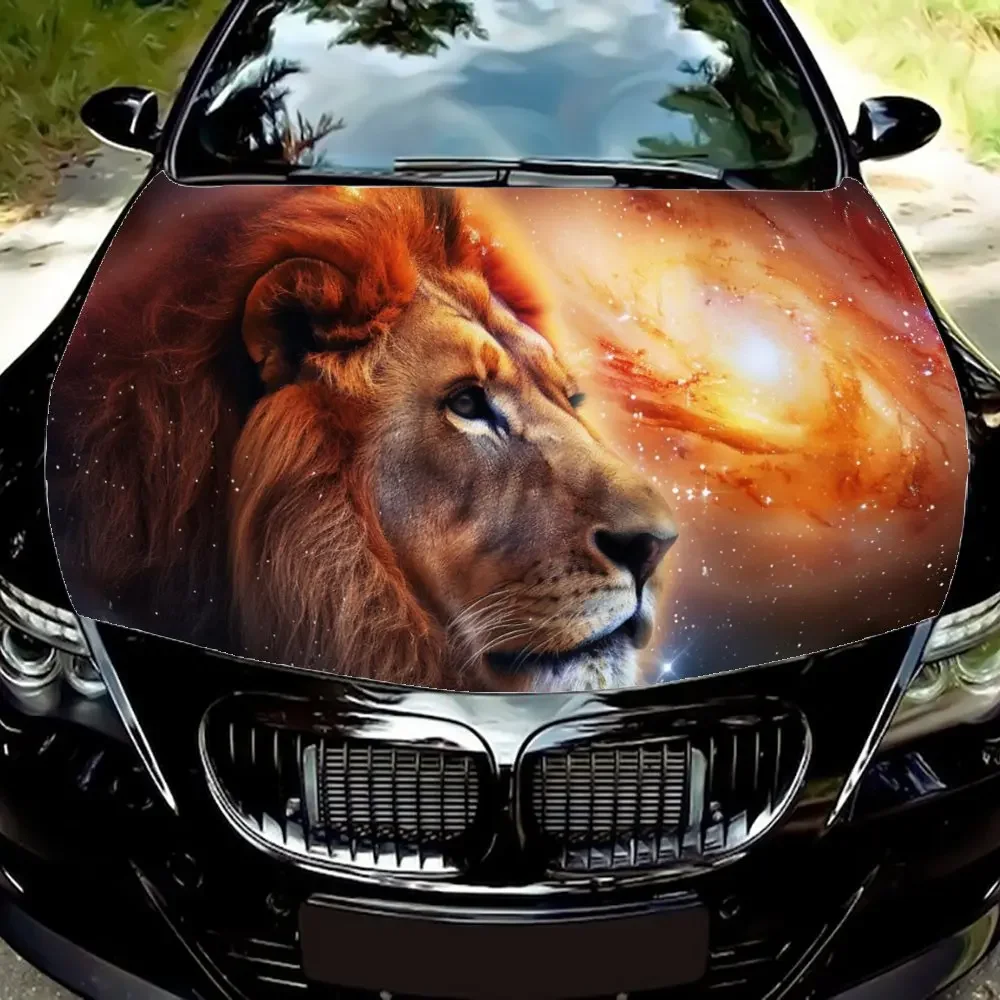 

Starry Sky Milky Way Animal Lion Car Hood Wrap Color Vinyl Sticker Truck Graphic Bonnet Auto Accessories Decoration Decal Gift