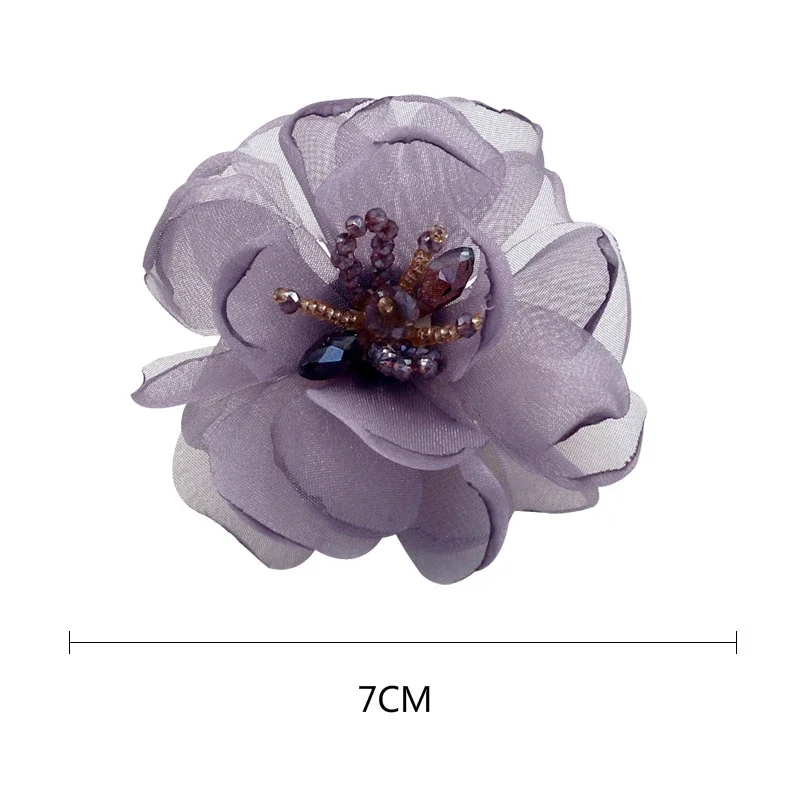 Korean Cloth Yarn Flower Brooch Pin Rhinestone Corsage Clothes Dress Coat Brooches Shawl Cardigan Buckle Pins for Women Jewelry