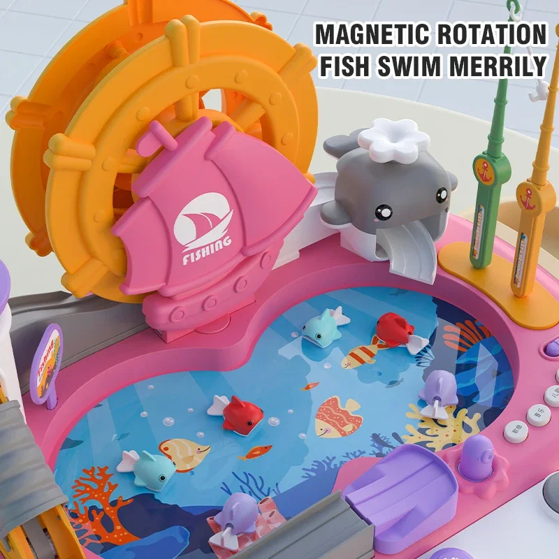 Magnetic Fishing Music Electric Looping Fish Battle Board Platform Game Educational Interactive Toy Playing House Children Toys